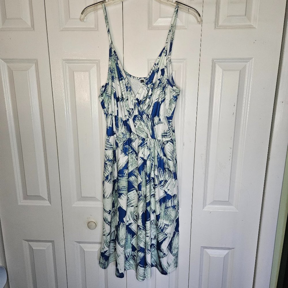 Nice Summer Dress, XL,  blue green and white.